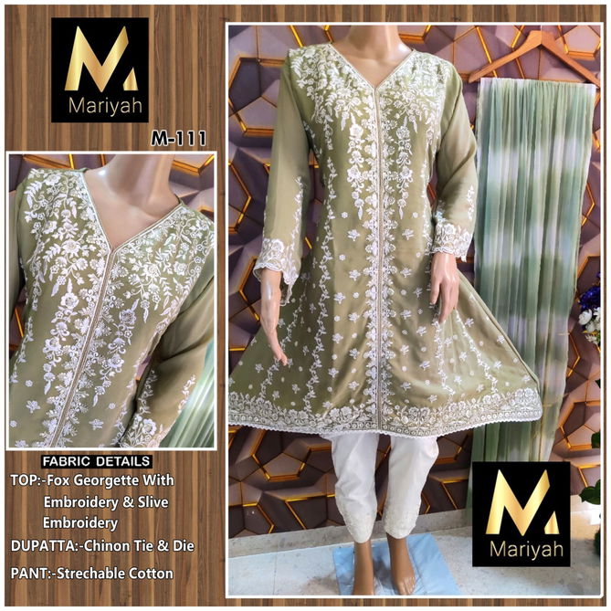 Mariyah 111 And 112 Pure Georgette With Embroidery Wholesale Top With Bottom Collection